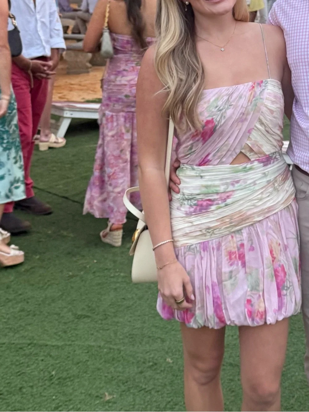Floral Pink Pleated Spaghetti Strap Mini Dress - Picture 3 of 3